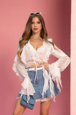 Feerie Show Short Chiffon Shirt - Ecru