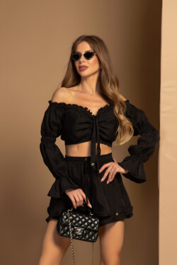 Urban Oasis Crop Top - Black