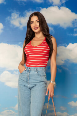 Desert Bloom Knitted Top - Red