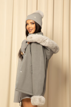 Winter Whisper Knitted Hat - Grey