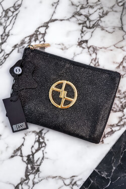 Black blink Natural Leather Pouch - Small