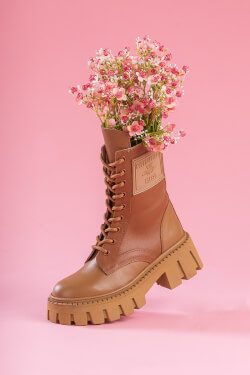 Sizzling Stride Combat Boots - Brown