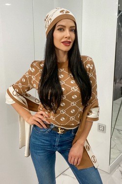 Alessa religion knit pullover 3/4 sleeve - mocha