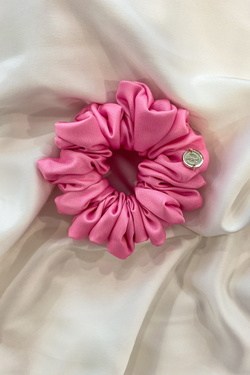 Pink neon scrunchie - small