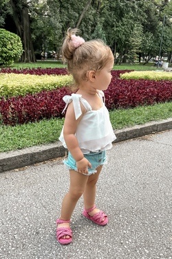 Piece of paradise mini ruffles top - ecru