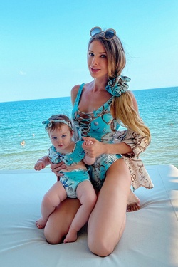 All I Want Is A Yacht mini Swimwear Crop-Top Ruffles - Aqua