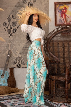 All I Want Is A Yacht Long Skirt - Aqua