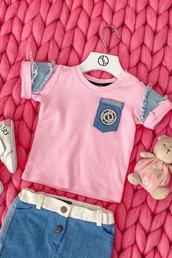 Alessa Mini Denim T-Shirt - Pink