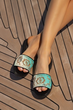All I Want Is A Yacht Slippers - Aqua
