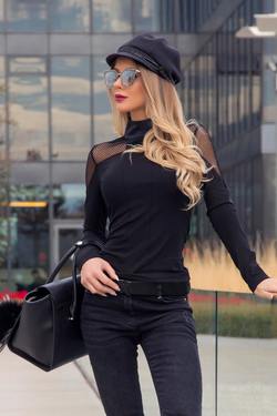 Charming and Comfy turtle neck blouse with mesh