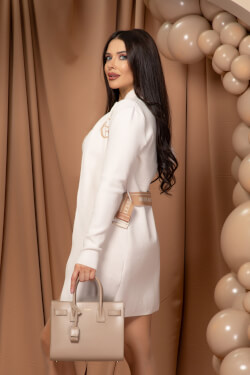 Sassy Enigma Vest With Detachable Belt - Ecru