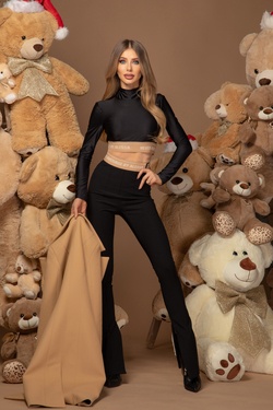 Adore you Long Pants with Slit - Black