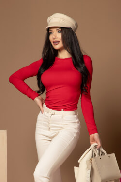 Flawless Flow Blouse With Long Sleeve - Red