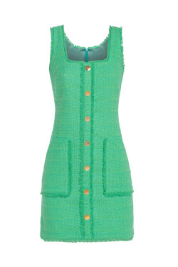 Miss Independent Bouclé Dress - Green