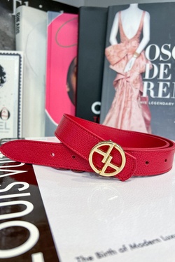 Alessa logo Red Belt - Narrow With Gold Buckle