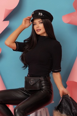 One More Kiss 3/4 Sleeve blouse - Dark Nickel Chains