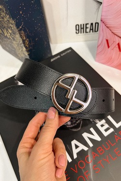 Alessa logo black belt - nickel buckle