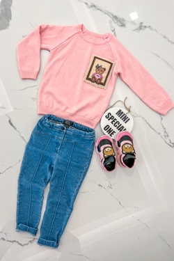 Bear Hug Mini Knit Sweater - Pink