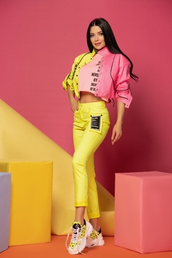 Spring Fever Long Jeans - Yellow Neon