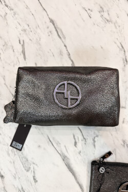 Crispy Graphite Natural Leather Pouch - Large