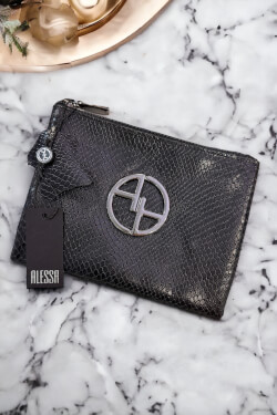 Black snake Natural Leather Pouch - Small