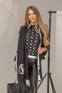 Alessa knit logo scarf - black and white