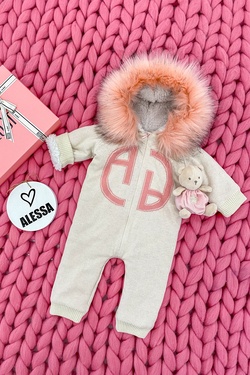 Alessa mini Knitted Snowsuit - Cream