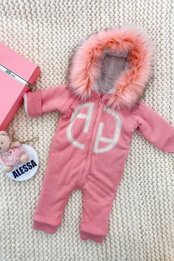 Alessa mini Knitted Snowsuit - pink
