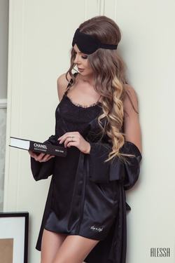 Sleep in Style jumpsuit - black satin