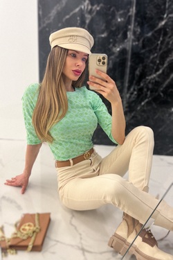 Pleasure To Wear Blouse With 3/4 Sleeve - Light Green