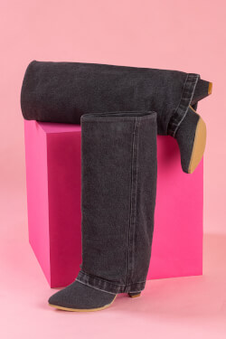 Strut Perfection Boots - Black Denim