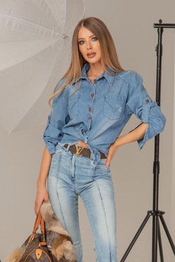 Postar face denim shirt