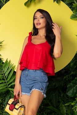 Piece Of Paradise Ruffles Top - Red