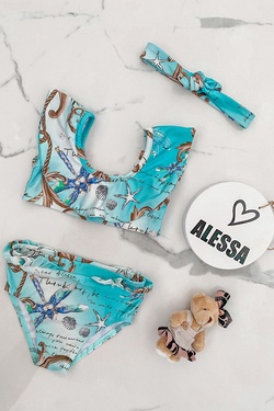 All I Want Is A Yacht mini Hair band - Aqua