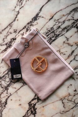 Powder satin Natural Leather Makeup Bag - Small